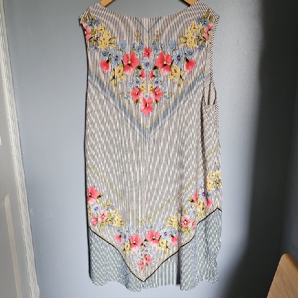 J. Jill Black and White Striped Midi Dress with Floral Accents - Picture 11 of 16